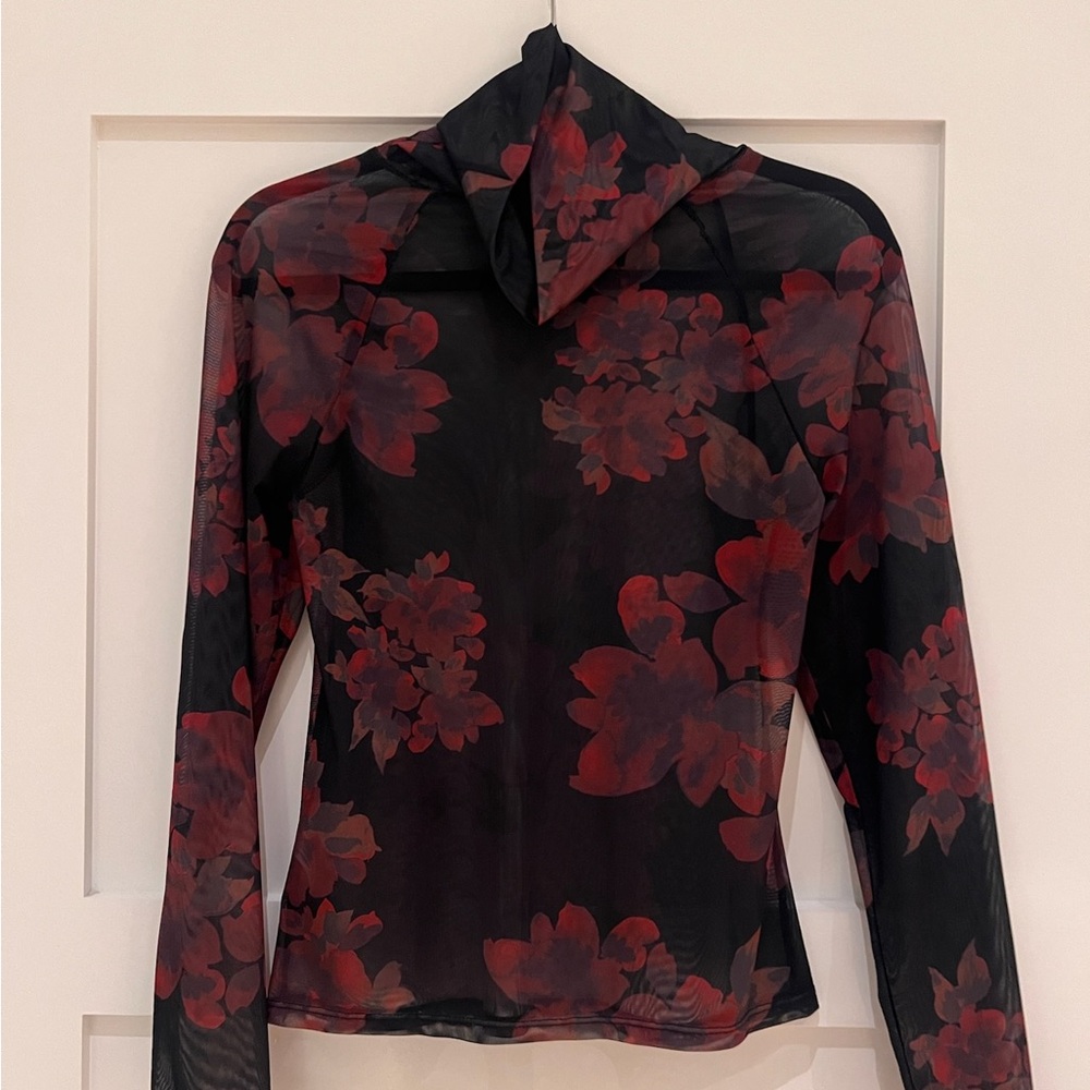 Free People ‘It’s Fair Game’ Printed Mesh Long Sleeve Size Medium